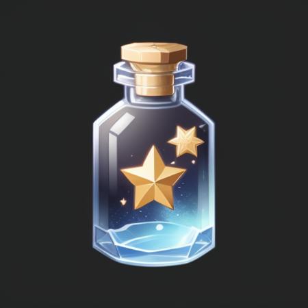 04954-254734863-Game icon body, game icon,A wishing bottle, star, official art, well-structured, HD, 2d, game project icon, Black background,.png